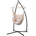 Gardeon Hammock Chair Hanging Cream with Steel Stand Outdoor