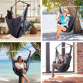Gardeon Hammock Chair Grey Outdoor Hanging Camping Cushion Pillow