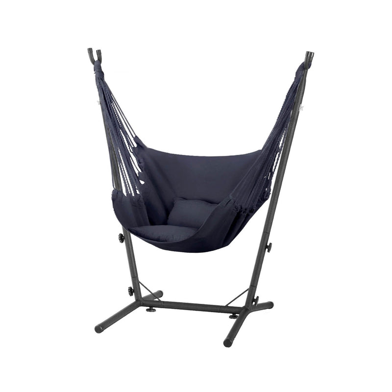 Gardeon Hammock Chair Grey with Stand Outdoor Camping Hanging