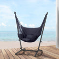 Gardeon Hammock Chair Grey with Stand Outdoor Camping Hanging