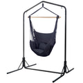 Gardeon Hammock Chair with Stand Grey Outdoor Swing Pillow