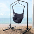 Gardeon Hammock Chair with Stand Grey Outdoor Swing Pillow