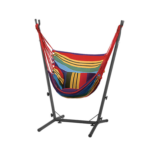 Gardeon Hammock Chair Outdoor Hanging with Stand Rainbow