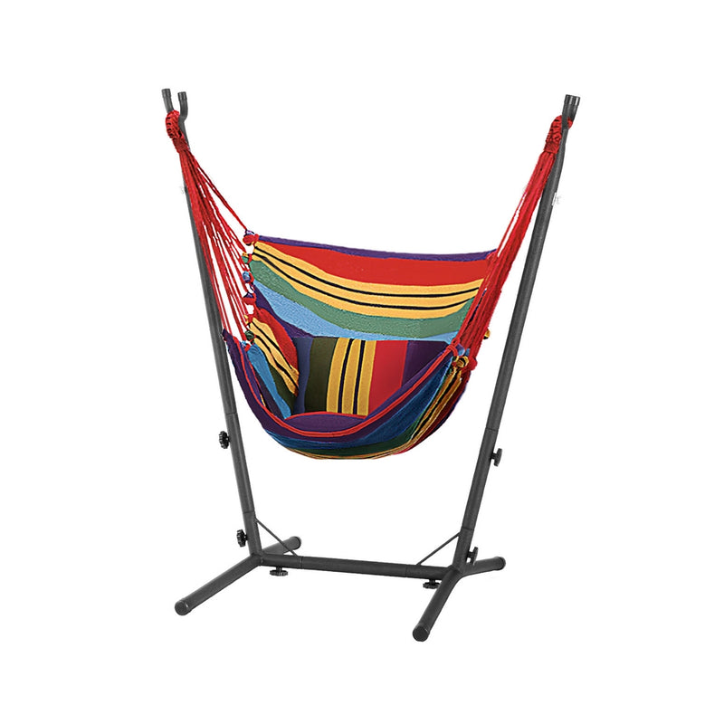 Gardeon Hammock Chair Outdoor Hanging with Stand Rainbow