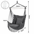 Gardeon Hammock Chair Camping Macrame Hanging Swing Cushions Metal Bar Grey