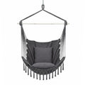 Gardeon Hammock Chair Camping Macrame Hanging Swing Cushions Metal Bar Grey