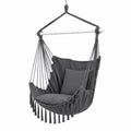 Gardeon Hammock Chair Camping Macrame Hanging Swing Cushions Metal Bar Grey