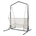 Gardeon Hammock Chair Stand Macrame 2 Seater Outdoor Cream