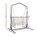 Gardeon Hammock Chair Stand Macrame 2 Seater Outdoor Cream