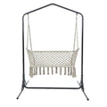 Gardeon Hammock Chair Stand Macrame 2 Seater Outdoor Cream