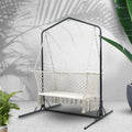 Gardeon Hammock Chair Stand Macrame 2 Seater Outdoor Cream