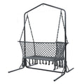 Gardeon Hammock Chair Stand Macrame 2 Seater Grey Outdoor