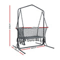 Gardeon Hammock Chair Stand Macrame 2 Seater Grey Outdoor