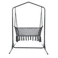 Gardeon Hammock Chair Stand Macrame 2 Seater Grey Outdoor