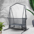 Gardeon Hammock Chair Stand Macrame 2 Seater Grey Outdoor
