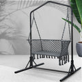 Gardeon Hammock Chair Stand Macrame 2 Seater Grey Outdoor