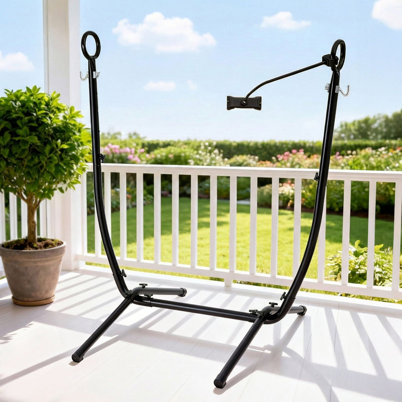 Gardeon Hammock Chair Stand Iron Frame Phone Holder Black