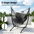 Gardeon Hammock Chair Stand Iron Frame Phone Holder Black