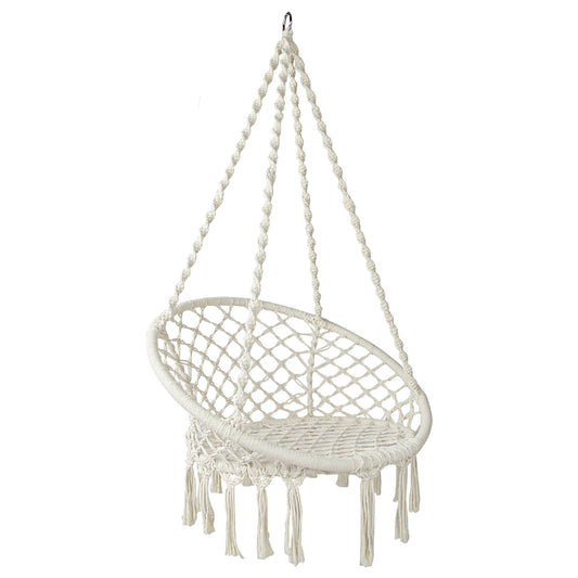Gardeon Hammock Chair Macrame Cotton Hanging Indoor Outdoor Cream