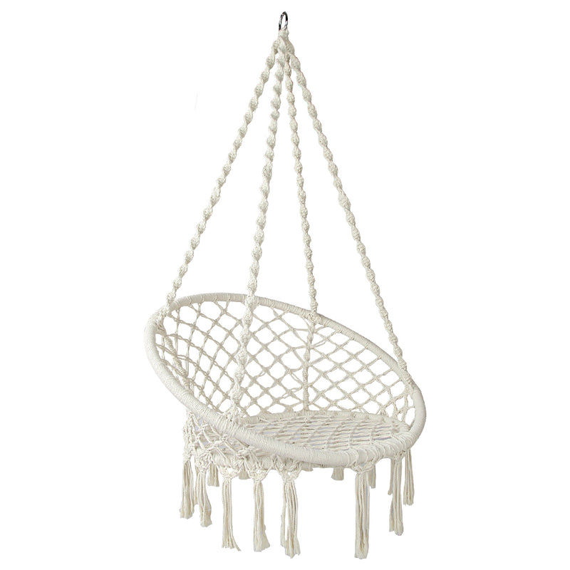 Gardeon Hammock Chair Macrame Cotton Hanging Indoor Outdoor Cream