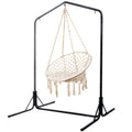 Gardeon Hammock Chair 124CM Cotton Swing Stand Cream