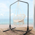 Gardeon Hammock Chair 124CM Cotton Swing Stand Cream