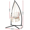 Gardeon Hammock Chair Macrame Steel Stand Outdoor Cream