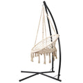 Gardeon Hammock Chair Macrame Steel Stand Outdoor Cream