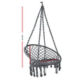 Gardeon Hammock Chair Macrame Cotton Grey Indoor Outdoor