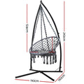 Gardeon Hammock Chair Steel Stand Macrame Outdoor Grey Swing