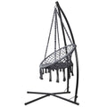 Gardeon Hammock Chair Steel Stand Macrame Outdoor Grey Swing