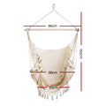 Gardeon Hanging Hammock Chair Swing Tassel Cream Outdoor