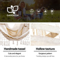 Gardeon Hammock Chair with Stand Tassel Cream Outdoor Hanging