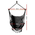 Gardeon Hanging Hammock Chair Grey Outdoor Swing w/ Tassel
