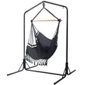 Gardeon Hammock Chair With Stand Grey Outdoor Hanging Tassel