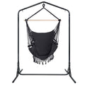 Gardeon Hammock Chair With Stand Grey Outdoor Hanging Tassel