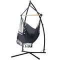 Gardeon Hammock Chair Steel Stand Hanging Outdoor Tassel Grey