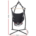 Gardeon Hammock Chair Steel Stand Hanging Outdoor Tassel Grey