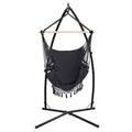 Gardeon Hammock Chair Steel Stand Hanging Outdoor Tassel Grey