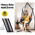 Gardeon Hammock Chair Steel Stand Hanging Outdoor Tassel Grey