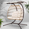Gardeon Egg Swing Chair 2 Seater Wicker Canopy Pod Latte