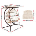 Gardeon Egg Swing Chair 2 Seater Wicker Canopy Pod Latte