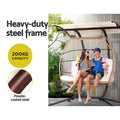 Gardeon Egg Swing Chair 2 Seater Wicker Canopy Pod Latte