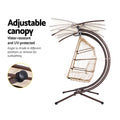 Gardeon Egg Swing Chair 2 Seater Wicker Canopy Pod Latte