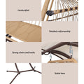 Gardeon Egg Swing Chair 2 Seater Wicker Canopy Pod Latte