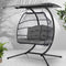 Gardeon Egg Swing Chair 2 Seater Wicker Grey Outdoor Canopy Pod