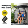 Gardeon Egg Swing Chair 2 Seater Wicker Grey Outdoor Canopy Pod