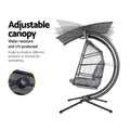 Gardeon Egg Swing Chair 2 Seater Wicker Grey Outdoor Canopy Pod
