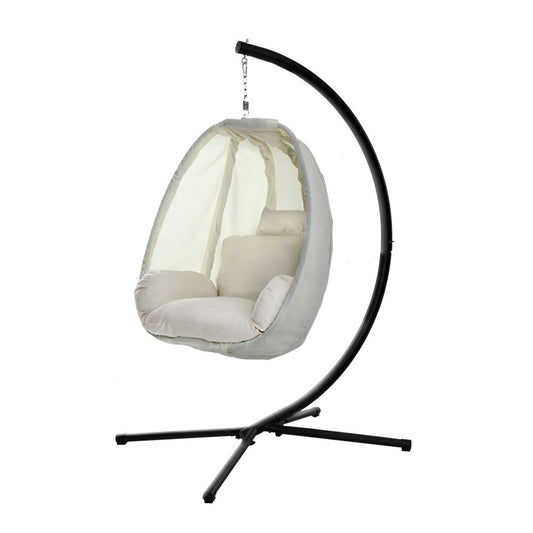 Gardeon Egg Swing Chair Pod Patio Furniture Canopy Cream