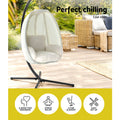 Gardeon Egg Swing Chair Pod Patio Furniture Canopy Cream